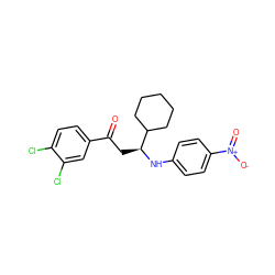 O=C(C[C@H](Nc1ccc([N+](=O)[O-])cc1)C1CCCCC1)c1ccc(Cl)c(Cl)c1 ZINC000049588989