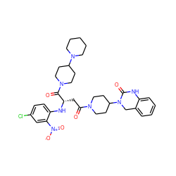 O=C(C[C@H](Nc1ccc(Cl)cc1[N+](=O)[O-])C(=O)N1CCC(N2CCCCC2)CC1)N1CCC(N2Cc3ccccc3NC2=O)CC1 ZINC000084619487