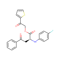 O=C(C[C@H](Nc1ccc(F)cc1)C(=O)OCC(=O)c1cccs1)c1ccccc1 ZINC000002818567