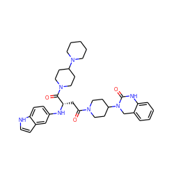 O=C(C[C@H](Nc1ccc2[nH]ccc2c1)C(=O)N1CCC(N2CCCCC2)CC1)N1CCC(N2Cc3ccccc3NC2=O)CC1 ZINC000084596847