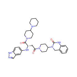 O=C(C[C@H](Nc1ccc2[nH]ncc2c1)C(=O)N1CCC(N2CCCCC2)CC1)N1CCC(N2Cc3ccccc3NC2=O)CC1 ZINC000084596848