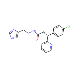 O=C(C[C@H](c1ccc(Cl)cc1)c1ccccn1)NCCc1c[nH]cn1 ZINC000013490226
