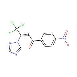 O=C(C[C@H](n1cncn1)C(Cl)(Cl)Cl)c1ccc([N+](=O)[O-])cc1 ZINC000001228692