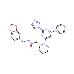 O=C(C[C@H]1CCCCN1c1cc(-c2ccccc2)nc(-n2ccnc2)n1)NCc1ccc2c(c1)OCO2 ZINC000035275879