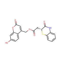 O=C(C[C@H]1Sc2ccccc2NC1=O)OCc1cc(=O)oc2cc(O)ccc12 ZINC000003352075