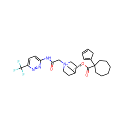 O=C(C[N+]12CCC(CC1)[C@@H](OC(=O)C1(C3=CC=CC3)CCCCCC1)C2)Nc1ccc(C(F)(F)F)nn1 ZINC000103276808