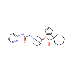 O=C(C[N+]12CCC(CC1)[C@@H](OC(=O)C1(C3=CC=CC3)CCCCCC1)C2)Nc1ccccn1 ZINC000103290281