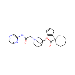 O=C(C[N+]12CCC(CC1)[C@@H](OC(=O)C1(C3=CC=CC3)CCCCCC1)C2)Nc1cnccn1 ZINC000103290297