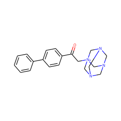 O=C(C[N+]12CN3CN(CN(C3)C1)C2)c1ccc(-c2ccccc2)cc1 ZINC000019319369