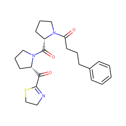 O=C(C1=NCCS1)[C@@H]1CCCN1C(=O)[C@@H]1CCCN1C(=O)CCCc1ccccc1 ZINC000013738818