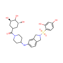 O=C(C1C[C@@H](O)C(O)[C@H](O)C1)N1CCC(Nc2ccc3c(c2)CN(S(=O)(=O)c2ccc(O)cc2O)C3)CC1 ZINC001772647998