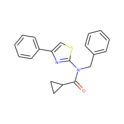 O=C(C1CC1)N(Cc1ccccc1)c1nc(-c2ccccc2)cs1 ZINC000004188704