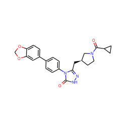 O=C(C1CC1)N1CC[C@@H](Cc2n[nH]c(=O)n2-c2ccc(-c3ccc4c(c3)OCO4)cc2)C1 ZINC000150115849