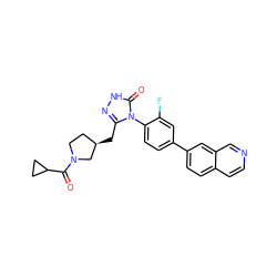 O=C(C1CC1)N1CC[C@@H](Cc2n[nH]c(=O)n2-c2ccc(-c3ccc4ccncc4c3)cc2F)C1 ZINC000118580126