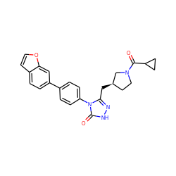 O=C(C1CC1)N1CC[C@@H](Cc2n[nH]c(=O)n2-c2ccc(-c3ccc4ccoc4c3)cc2)C1 ZINC000169704596