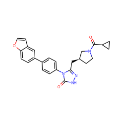 O=C(C1CC1)N1CC[C@@H](Cc2n[nH]c(=O)n2-c2ccc(-c3ccc4occc4c3)cc2)C1 ZINC000098208332