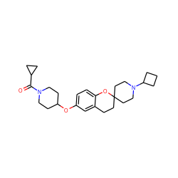 O=C(C1CC1)N1CCC(Oc2ccc3c(c2)CCC2(CCN(C4CCC4)CC2)O3)CC1 ZINC000084601981