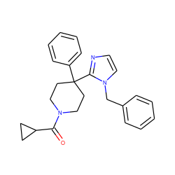 O=C(C1CC1)N1CCC(c2ccccc2)(c2nccn2Cc2ccccc2)CC1 ZINC000096318658