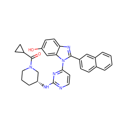 O=C(C1CC1)N1CCC[C@@H](Nc2nccc(-n3c(-c4ccc5ccccc5c4)nc4ccc(O)cc43)n2)C1 ZINC000095587066