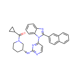 O=C(C1CC1)N1CCC[C@@H](Nc2nccc(-n3c(-c4ccc5ccccc5c4)nc4ccccc43)n2)C1 ZINC000095589236