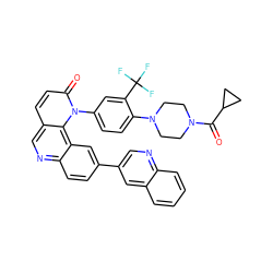 O=C(C1CC1)N1CCN(c2ccc(-n3c(=O)ccc4cnc5ccc(-c6cnc7ccccc7c6)cc5c43)cc2C(F)(F)F)CC1 ZINC000064539497