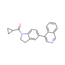 O=C(C1CC1)N1CCc2cc(-c3cncc4ccccc34)ccc21 ZINC000169348875