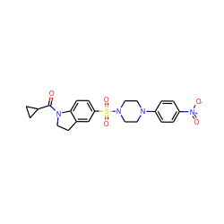 O=C(C1CC1)N1CCc2cc(S(=O)(=O)N3CCN(c4ccc([N+](=O)[O-])cc4)CC3)ccc21 ZINC000020209214