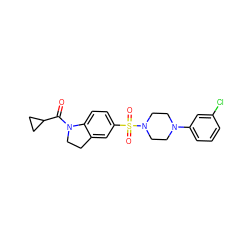 O=C(C1CC1)N1CCc2cc(S(=O)(=O)N3CCN(c4cccc(Cl)c4)CC3)ccc21 ZINC000020854934