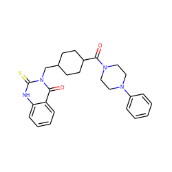 O=C(C1CCC(Cn2c(=S)[nH]c3ccccc3c2=O)CC1)N1CCN(c2ccccc2)CC1 ZINC000004014305