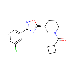 O=C(C1CCC1)N1CCC[C@@H](c2nc(-c3cccc(Cl)c3)no2)C1 ZINC000000324561