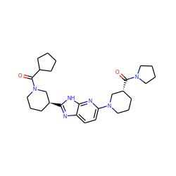 O=C(C1CCCC1)N1CCC[C@H](c2nc3ccc(N4CCC[C@@H](C(=O)N5CCCC5)C4)nc3[nH]2)C1 ZINC001772637731