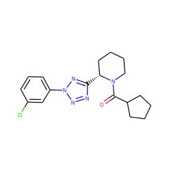 O=C(C1CCCC1)N1CCCC[C@H]1c1nnn(-c2cccc(Cl)c2)n1 ZINC000034999326