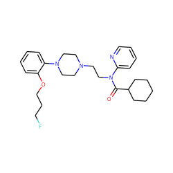 O=C(C1CCCCC1)N(CCN1CCN(c2ccccc2OCCCF)CC1)c1ccccn1 ZINC000013804937