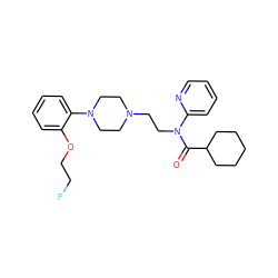 O=C(C1CCCCC1)N(CCN1CCN(c2ccccc2OCCF)CC1)c1ccccn1 ZINC000052607253