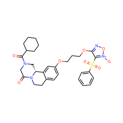 O=C(C1CCCCC1)N1CC(=O)N2CCc3ccc(OCCCOc4no[n+]([O-])c4S(=O)(=O)c4ccccc4)cc3[C@H]2C1 ZINC000299832163