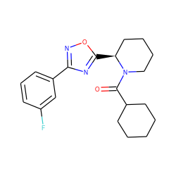 O=C(C1CCCCC1)N1CCCC[C@@H]1c1nc(-c2cccc(F)c2)no1 ZINC000071341050