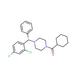 O=C(C1CCCCC1)N1CCN([C@@H](c2ccccc2)c2ccc(Cl)cc2Cl)CC1 ZINC000049048041