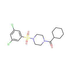 O=C(C1CCCCC1)N1CCN(S(=O)(=O)c2cc(Cl)cc(Cl)c2)CC1 ZINC000040950014