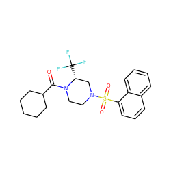 O=C(C1CCCCC1)N1CCN(S(=O)(=O)c2cccc3ccccc23)C[C@H]1C(F)(F)F ZINC000040421855