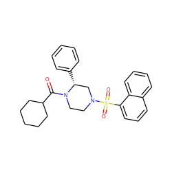 O=C(C1CCCCC1)N1CCN(S(=O)(=O)c2cccc3ccccc23)C[C@H]1c1ccccc1 ZINC000040951990