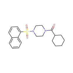 O=C(C1CCCCC1)N1CCN(S(=O)(=O)c2cccc3ccccc23)CC1 ZINC000040950016