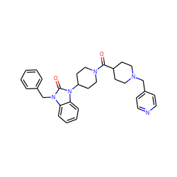 O=C(C1CCN(Cc2ccncc2)CC1)N1CCC(n2c(=O)n(Cc3ccccc3)c3ccccc32)CC1 ZINC000058581070