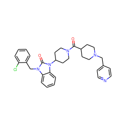 O=C(C1CCN(Cc2ccncc2)CC1)N1CCC(n2c(=O)n(Cc3ccccc3Cl)c3ccccc32)CC1 ZINC000058592797