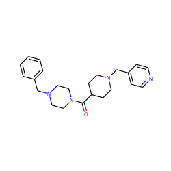 O=C(C1CCN(Cc2ccncc2)CC1)N1CCN(Cc2ccccc2)CC1 ZINC000001503111