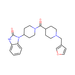 O=C(C1CCN(Cc2ccoc2)CC1)N1CCC(n2c(=O)[nH]c3ccccc32)CC1 ZINC000058581730