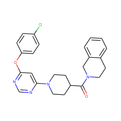 O=C(C1CCN(c2cc(Oc3ccc(Cl)cc3)ncn2)CC1)N1CCc2ccccc2C1 ZINC001772570884