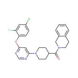 O=C(C1CCN(c2cc(Oc3ccc(Cl)cc3F)ncn2)CC1)N1CCc2ccccc2C1 ZINC001772645111