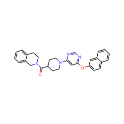 O=C(C1CCN(c2cc(Oc3ccc4ccccc4c3)ncn2)CC1)N1CCc2ccccc2C1 ZINC001772619271