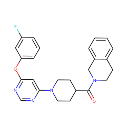 O=C(C1CCN(c2cc(Oc3cccc(F)c3)ncn2)CC1)N1CCc2ccccc2C1 ZINC001772588755