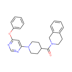 O=C(C1CCN(c2cc(Oc3ccccc3)ncn2)CC1)N1CCc2ccccc2C1 ZINC000049401745